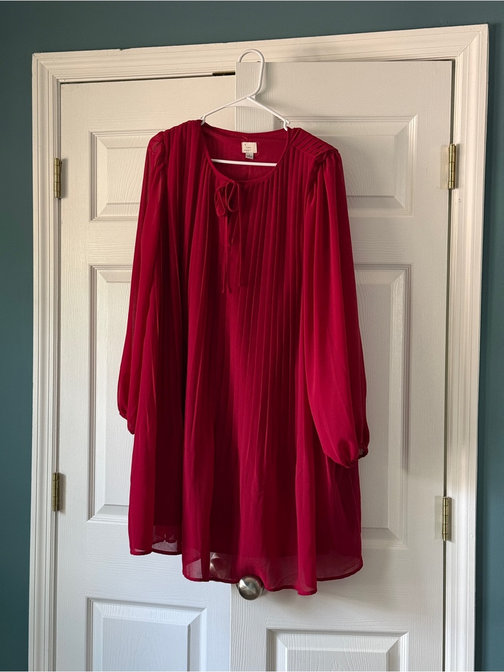 a new day Red Holiday Dress with Pleated Details